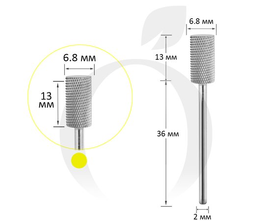 Изображение  Фреза твердосплавная Titan Steel Component Bit 52 цилиндр XF желтая 6.8/13 мм