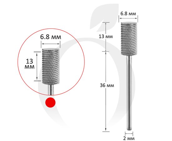 Изображение  Фреза твердосплавная Titan Steel Component Bit 53 цилиндр F красная 6.8/13 мм