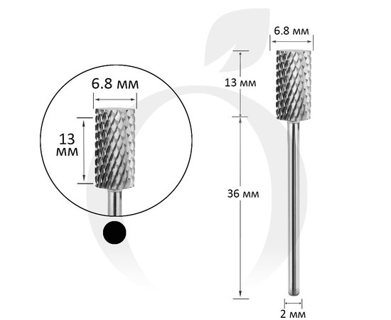 Изображение  Фреза твердосплавная Titan Steel Component Bit 56 цилиндр XC черная 6.8/13 мм