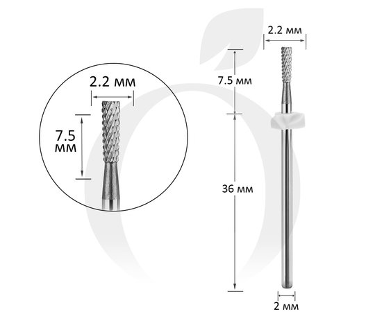 Изображение  Фреза твердосплавная Titan Steel Component Bit 130 обратный конус c кольцом 2.2/7.5 мм