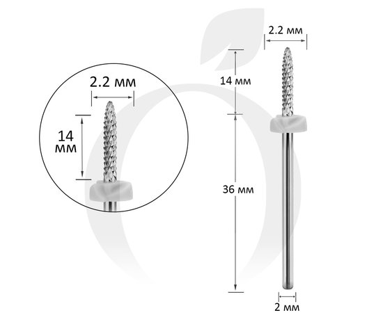 Зображення  Фреза твердосплавна Titan Steel Component Bit 132 куля з кільцем 2.2/14 мм