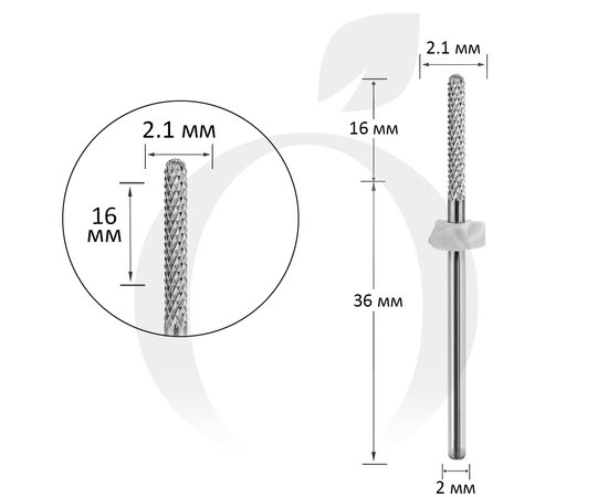 Изображение  Фреза твердосплавная Titan Steel Component Bit 134 цилиндр закругленный c кольцом 2.1/16 мм