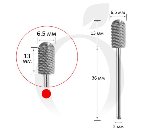 Изображение  Фреза твердосплавная Titan Steel Component Bit 61 цилиндр закругленный F красная 6.5/13 мм