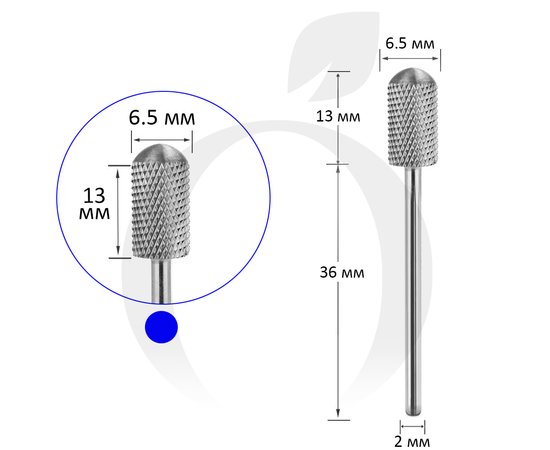 Изображение  Фреза твердосплавная Titan Steel Component Bit 62 цилиндр закругленный M синяя 6.5/13 мм