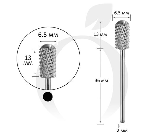 Изображение  Фреза твердосплавная Titan Steel Component Bit 64 цилиндр закругленный XC черная 6.5/13 мм