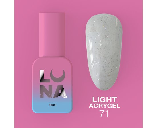 Изображение  Жидкий гель моделирующий для ногтей LUNAMoon Light Acrygel №71, 13 мл, Объем (мл, г): 13, Цвет: 71, Цвет: Серый