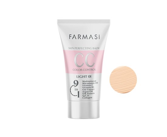 Зображення  Тонуючий СС-крем Farmasi CC-Cream Color Control SPF25 9 в 1 Світлий, 50 мл