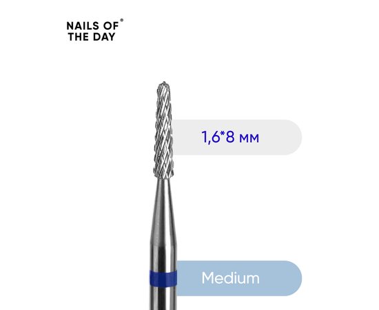 Изображение  Nails of the Day carbide cutter, blue needle, 1.6x8 mm