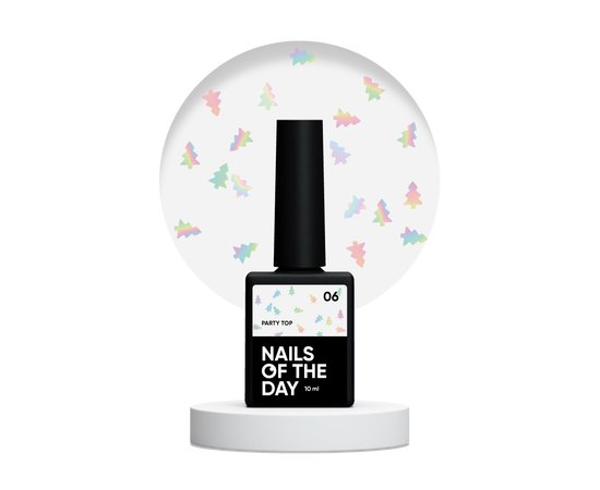 Изображение  Nails of the Day Party top 06 – топ с голографическими елками, 10 мл, Объем (мл, г): 10, Цвет: 06