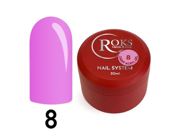 Изображение  Жидкий акрил-гель Roks Light Acryl Gel №8, 30 мл, Объем (мл, г): 30, Цвет: 08