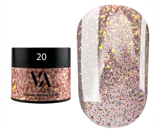 Изображение  Gel for nails with shimmer Valeri Dream Builder Gel No. 20, 15 ml, Volume (ml, g): 15, Color: 20