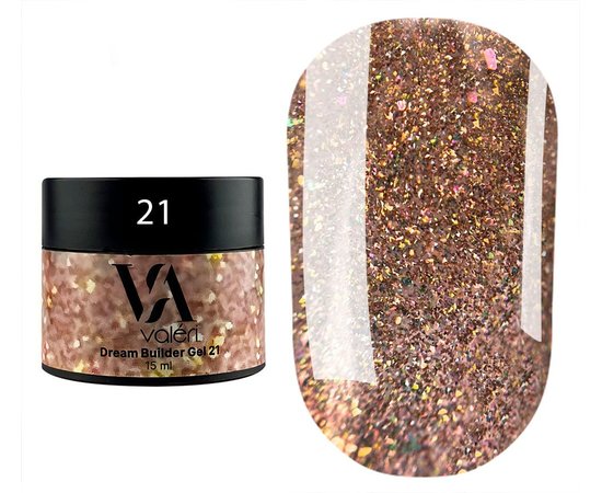 Изображение  Gel for nails with shimmer Valeri Dream Builder Gel No. 21, 15 ml, Volume (ml, g): 15, Color: 21