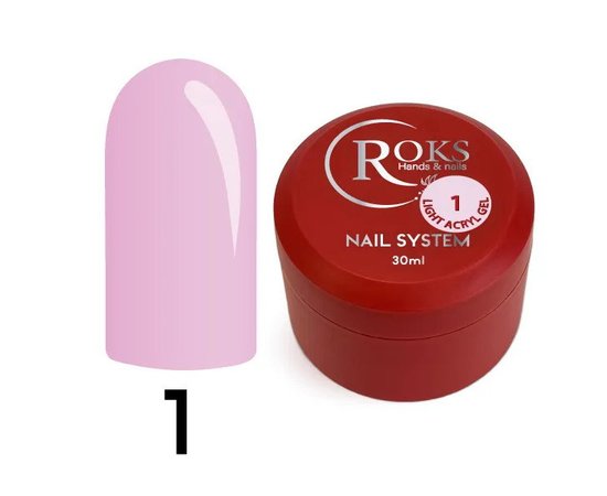 Изображение  Жидкий акрил-гель Roks Light Acryl Gel №1, 30 мл, Объем (мл, г): 30, Цвет: 01