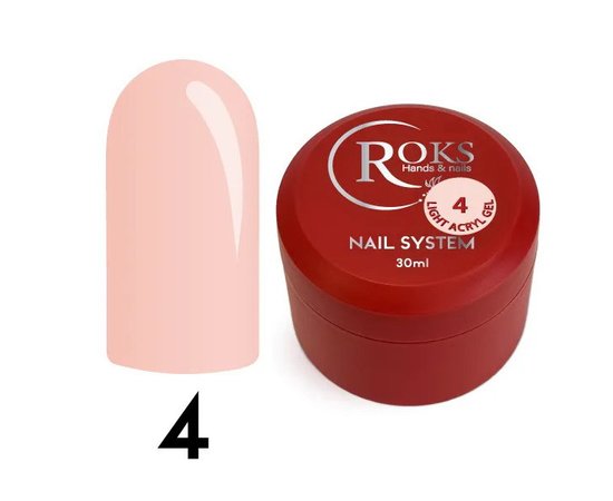 Изображение  Жидкий акрил-гель Roks Light Acryl Gel №4, 30 мл, Объем (мл, г): 30, Цвет: 04