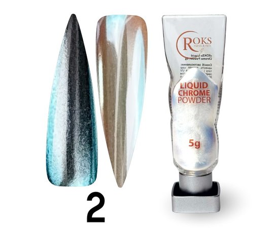 Изображение  Жидкая втирка для ногтей Roks Liquid Chrome Powder №2, 5 г, Объем (мл, г): 5, Цвет: 02