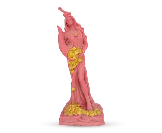 Изображение  Beeswax decorative candle "Fortune" pink, 13 cm