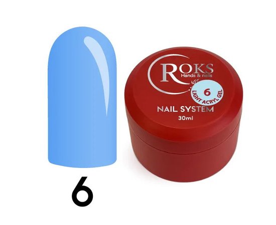 Изображение  Жидкий акрил-гель Roks Light Acryl Gel №6, 30 мл, Объем (мл, г): 30, Цвет: 06