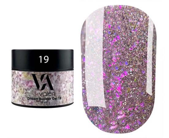 Изображение  Gel for nails with shimmer Valeri Dream Builder Gel No. 19, 15 ml, Volume (ml, g): 15, Color: 19