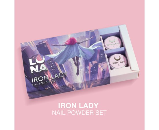 Изображение  Комплект втирок для дизайна ногтей LUNAMoon Iron Lady Nail Powder Set, 6 шт