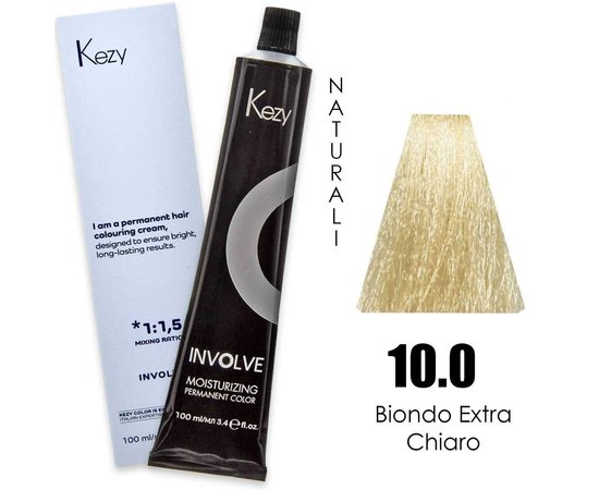 Зображення  Крем-фарба для волосся Kezy Involve Color 10.0 Extra Light Blond (екстра світлий блонд), 100 мл, Об'єм (мл, г): 100, Колір: 10.0