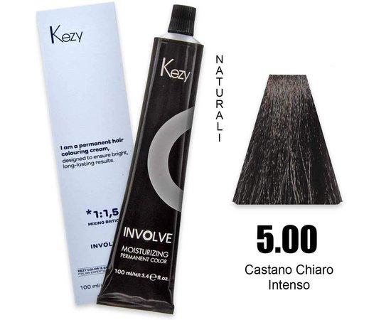 Изображение  Крем-краска для волос Kezy Involve Color 5.00 Intense Light Brown (интенсивный светло-коричневый), 100 мл, Объем (мл, г): 100, Цвет: 5.00