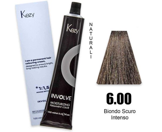 Изображение  Крем-краска для волос Kezy Involve Color 6.00 Intense Dark Blond (интенсивный темный блонд), 100 мл, Объем (мл, г): 100, Цвет: 6.00