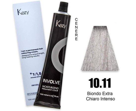 Изображение  Cream hair dye Kezy Involve Color 10.11 Intense Extra Light Blond, 100 ml, Volume (ml, g): 100, Color: 10.11