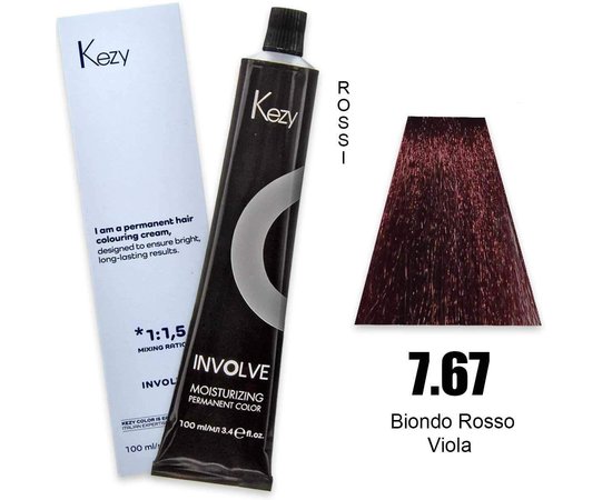 Изображение  Крем-краска для волос Kezy Involve Color 7.67 Violet Red Blond (блонд фиолетово-красный), 100 мл, Объем (мл, г): 100, Цвет: 7.67