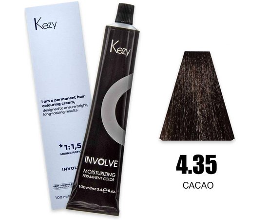 Изображение  Крем-краска для волос Kezy Involve Color 4.35 Cocoa Brown (какао), 100 мл, Объем (мл, г): 100, Цвет: 4.35