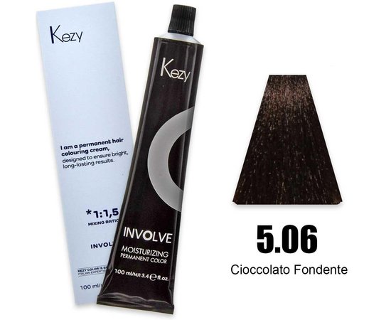 Изображение  Крем-краска для волос Kezy Involve Color 5.06 Dark Chocolate (черный шоколад), 100 мл, Объем (мл, г): 100, Цвет: 5.06