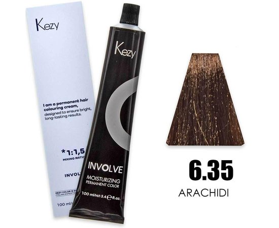 Зображення  Крем-фарба для волосся Kezy Involve Color 6.35 Peanut Blond (горіх), 100 мл, Об'єм (мл, г): 100, Колір: 6.35