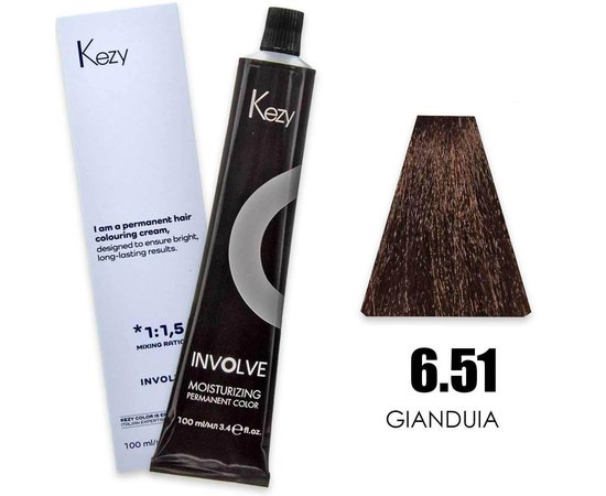 Изображение  Крем-краска для волос Kezy Involve Color 6.51 Gianduia (красный холодный), 100 мл, Объем (мл, г): 100, Цвет: 6.51