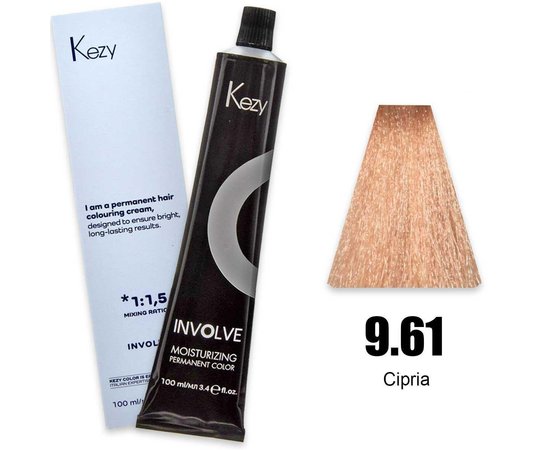 Изображение  Крем-краска для волос Kezy Involve Color 9.61 Pink Powder (розовая пудра), 100 мл, Объем (мл, г): 100, Цвет: 9.61