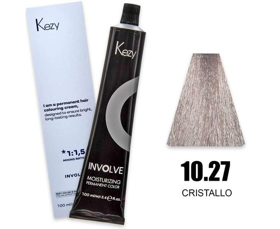 Изображение  Крем-краска для волос Kezy Involve Color 10.27 Crystal (хрустальный бежевый фиолетовый), 100 мл, Объем (мл, г): 100, Цвет: 10.27