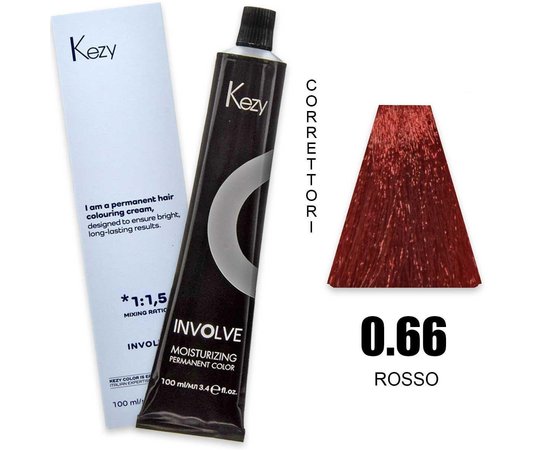 Зображення  Крем-фарба для волосся Kezy Involve Color 0.66 Red (червоний), 100 мл, Об'єм (мл, г): 100, Колір: 0.66