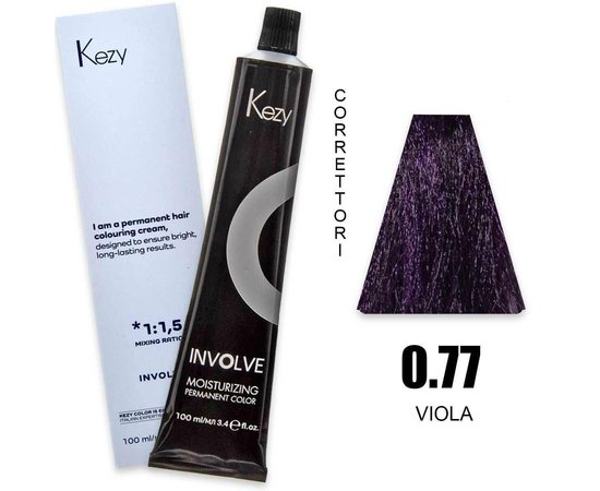 Зображення  Крем-фарба для волосся Kezy Involve Color 0.77 Violet (фіолетовий), 100 мл, Об'єм (мл, г): 100, Колір: 0.77