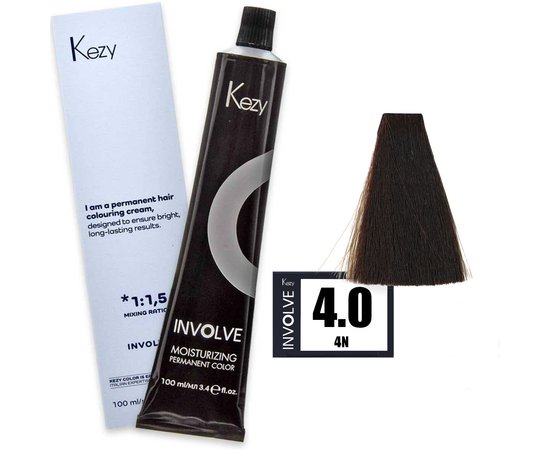 Изображение  Крем-краска для волос Kezy Involve Color 4.0 Brown (коричневый), 100 мл, Объем (мл, г): 100, Цвет: 4.0