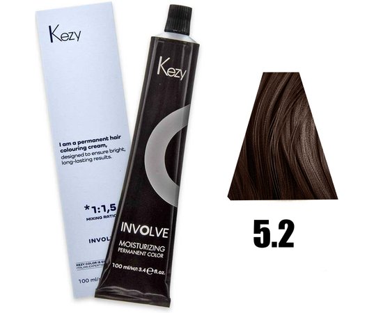 Изображение  Крем-краска для волос Kezy Involve Color 5.2 Beige Light Brown (светло-коричневый бежевый), 100 мл, Объем (мл, г): 100, Цвет: 5.2