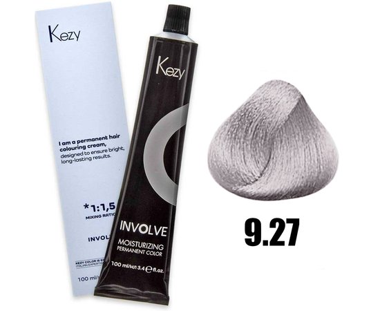 Зображення  Крем-фарба для волосся Kezy Involve Color 9.27 Siberian Very Light Blond (арктичний світлий блонд), 100 мл, Об'єм (мл, г): 100, Колір: 9.27