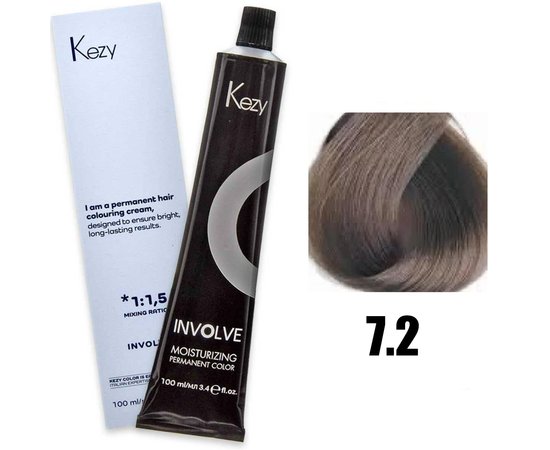 Изображение  Крем-краска для волос Kezy Involve Color 7.2 Beige Blond (блонд бежевый), 100 мл, Объем (мл, г): 100, Цвет: 7.2