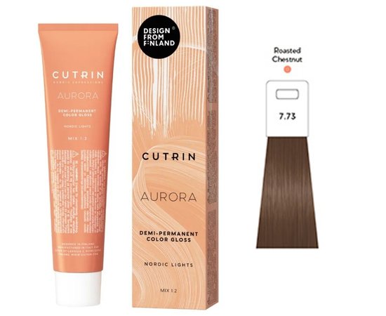 Изображение  Semi-permanent hair dye Cutrin Aurora Nordic Lights 7.73 Roasted Chestnut, 60 ml, Volume (ml, g): 60, Color: 7.73