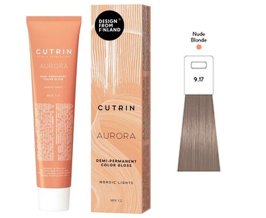 Изображение  Semi-permanent hair dye Cutrin Aurora Nordic Lights 9.17 Nude Blonde (gentle blond), 60 ml, Volume (ml, g): 60, Color: 9.17