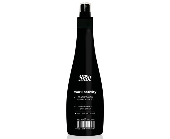 Изображение  Солевой спрей для волос Shot Work Activity Salt Spray Beach Waves+Volume Texture, 150 мл