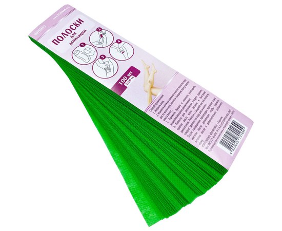 Изображение  Узкие цветные полоски для депиляции Фурман 5 х 20 см 100 шт, зеленые