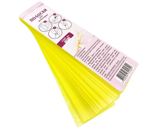 Изображение  Узкие цветные полоски для депиляции Фурман 5 х 20 см 100 шт, желтые
