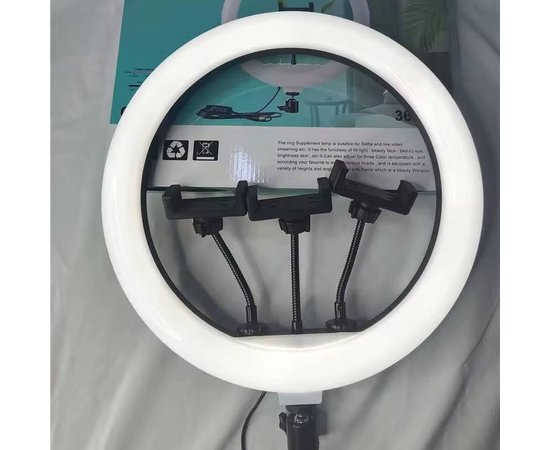 Изображение 4 Кольцевая LED лампа QX-360 на 20 Вт. (36см.), со штативомта креплениями для телефона, на USB