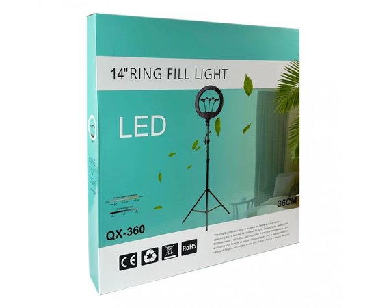 Изображение 8 Кольцевая LED лампа QX-360 на 20 Вт. (36см.), со штативомта креплениями для телефона, на USB