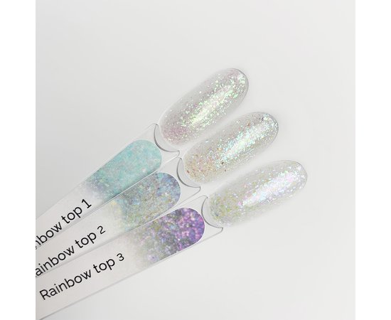 Изображение 3 Топ без липкого слоя Touch Top Rainbow 02 прозрачный с синими хлопьями, 13 мл, Объем (мл, г): 13, Вариант: 02