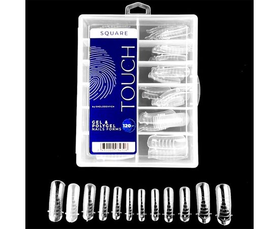 Изображение 3 Верхние формы для наращивания ногтей Touch Nails Forms Square, 120 шт