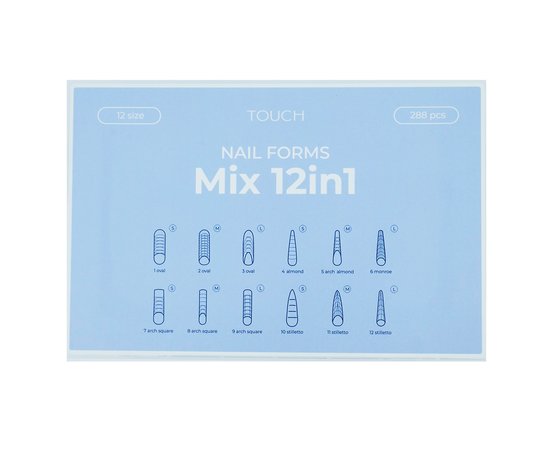 Изображение 4 Верхние формы+молды Touch Nail Forms Mix 12 in 1+Mold, 288 шт